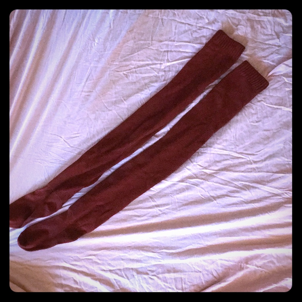 Thigh High Burgundy Socks